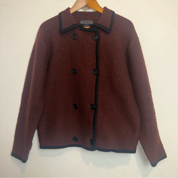 herman geist Sweaters - Vintage Herman Geist Brown Double Breasted 100% Wool Brown Cardigan Size Medium
